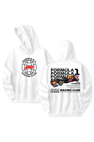 STİL-X Formula 1 Printed Cotton Long Sleeve Hooded Sweatshirt with 3 Yarns