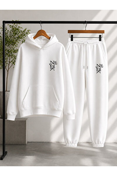 COMANCHERO Unisex Minimal New York Print Winter Top and Bottom Tracksuit Set