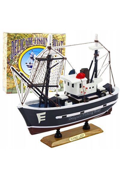 LeanToys Model de colecție decorativ Barcă de pescuit cu figurină de doamnă î...