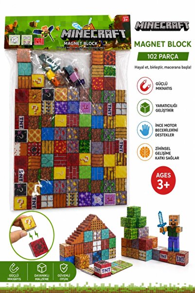 afreyz oyuncak Manyetik Yapı Blokları Minecraft Mıknatıslı 102 Parça Blok Par...
