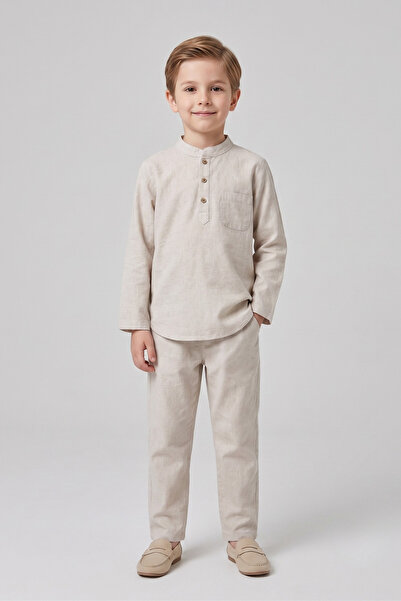 ALVİSTA Children's Hajj Umrah Outfit Top and Bottom Set 100% Cotton