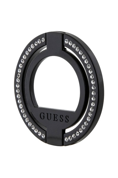 Guess Suport inel MagSafe cu strasuri pentru telefon, Negru