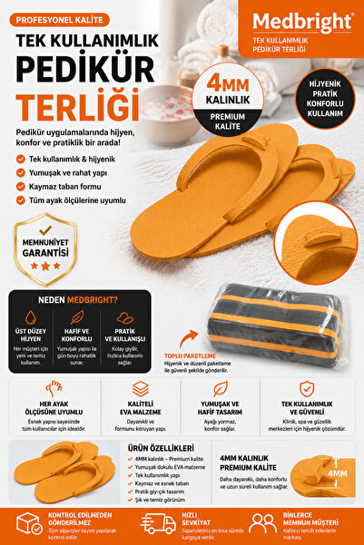 PREMIUM PEDİKÜR TERLİĞİ 100 ADET (50 ÇİFT)-4MM KALINLIK-YÜKSEK KALİTE HAMMADDE