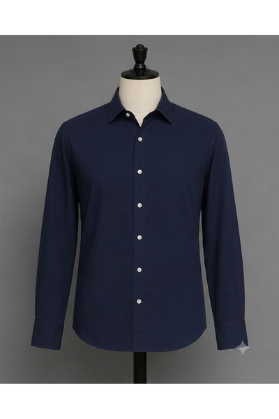 TARZZİNG Men's Long Sleeve Plain Muslin Shirt