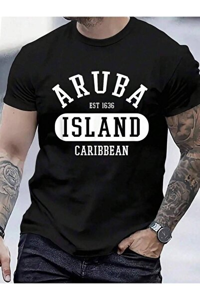 799 100% Cotton Retro Aruba Caribbean College Jersey Style Design T-Shirt Men...