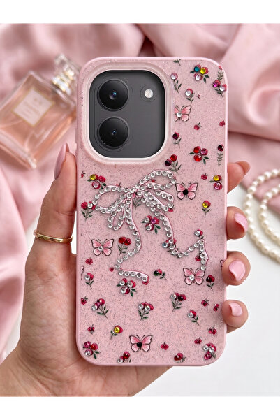 TechTree Poco X8 PRO Taşlı Desenli Fiyonk Silikon Kılıf