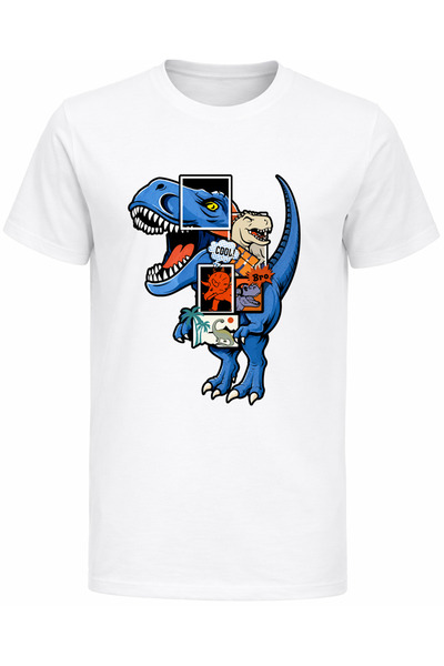 Efendioğlu Design Plava dizajnerska majica za dečake sa printom dinosaura – P...