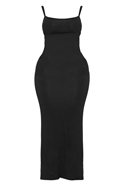 NO BRAND Prettylittlething rochie maxi neagră simplă cu bretele 36