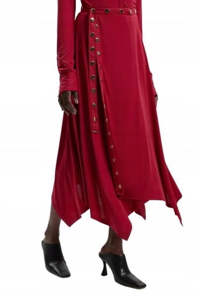 NO BRAND Fustă netedă midaxi bordeaux cu capse decorative Karen Millen XS