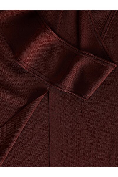 NO BRAND Rochie mulată midaxi bordo, cu guler halter, netedă, discretă, mărim...