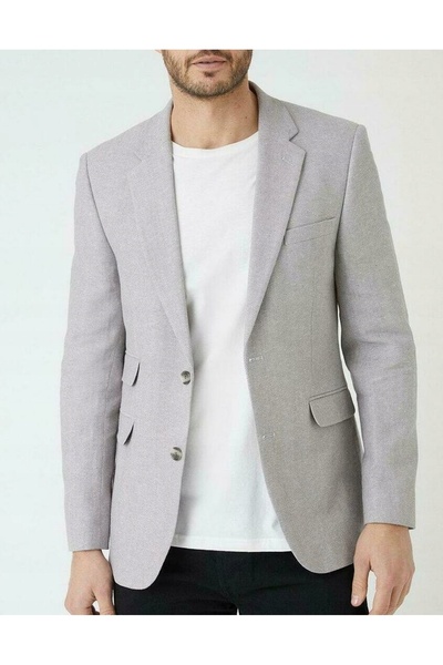 NO BRAND Blazer Liana clasic gri, la un rând de nasturi, cu mânecă lungă, Bur...