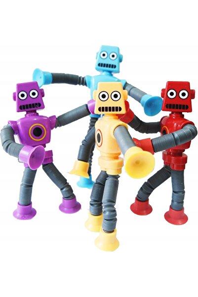 NO BRAND Figurine robot flexibile cu ventuze telescopice, Set de 4