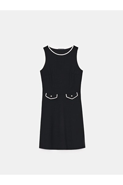 NO BRAND Rochie mini neagră evazată, Lamoque alb XL