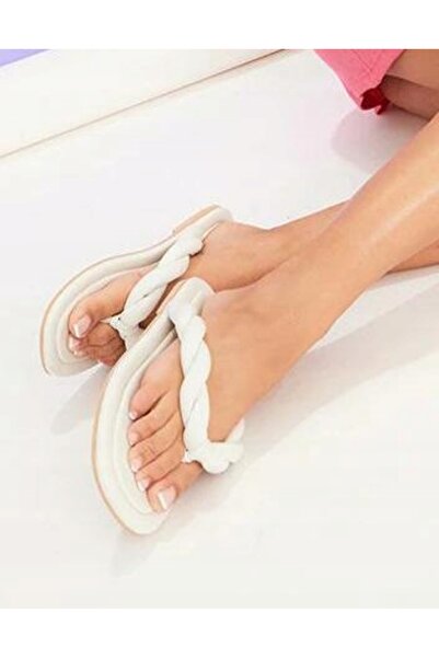 NO BRAND Papuci albi clasici slip-on din piele ecologică Splot Prettylittleth...