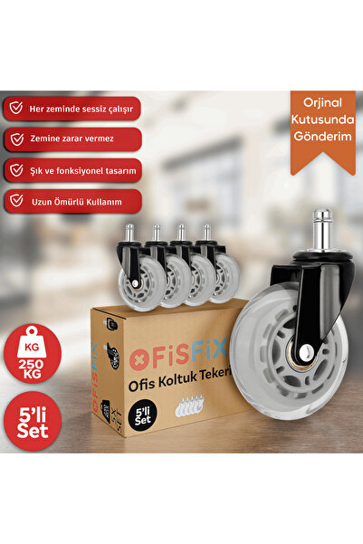 Ofisfix Ofis Fix 75mm Silikon Oyuncu Koltuğu Tekeri | Ofis Koltuk Tekeri | Ul...