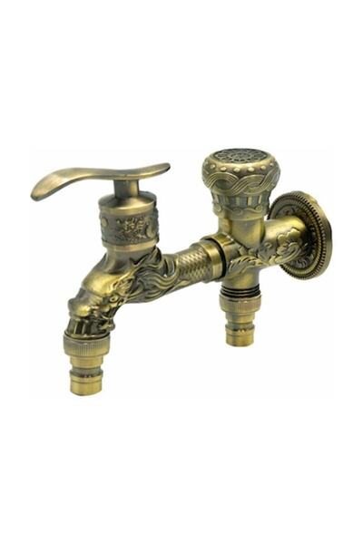 Movidic Brass wall faucet with dragon model, antique design, 2 outlets, for c...