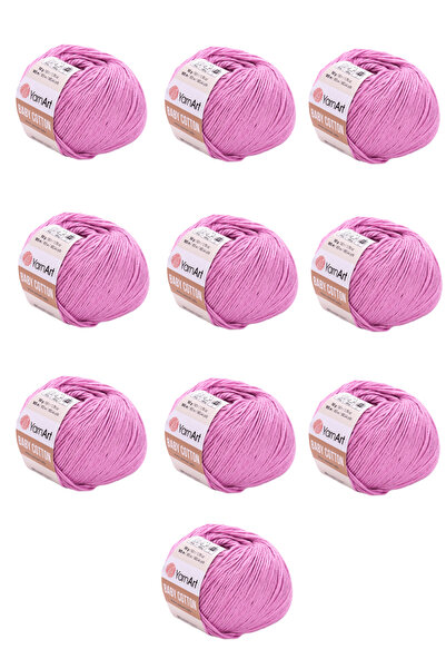Yarnart Baby Cotton 10 Pieces Hand Knitting Yarn (415 Lilac) 50% Cotton 50% A...