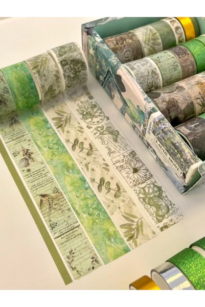 Kağıt Gemi Dükkan Vintage Botanical Garden 24'lü Dekoratif Washi Bant Koleksiyon Seti/Washi Tape/Desenli Bant