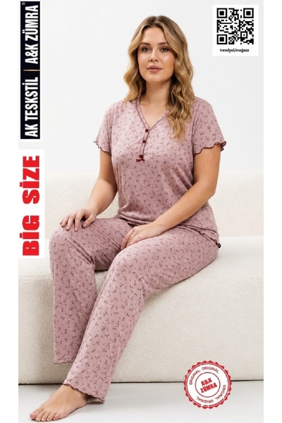 A&K ZÜMRA Natural Viscose Mother Model Women's Short Sleeve Pajama Set