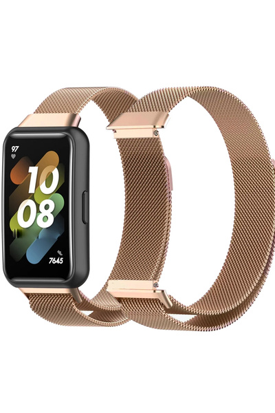 Nezih Case Huawei Band 7 Uyumlu Milano Hasır Örgü Metal Magnet Pratik Kordon