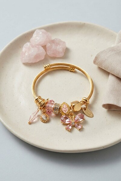 Inure Jewelry سوار على شكل فراشة وردية