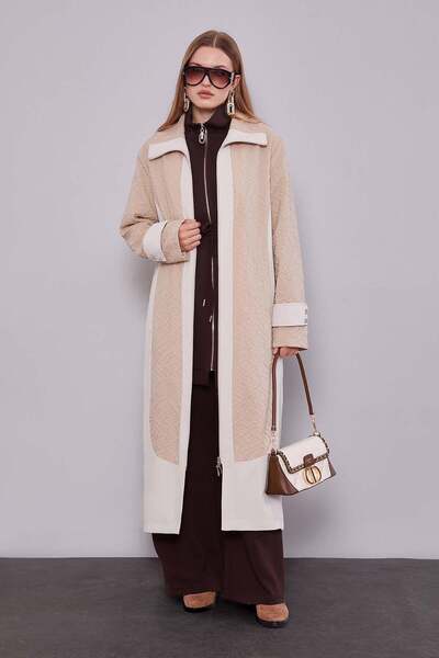 Levidor Beige Self-Patterned Zipper Bag