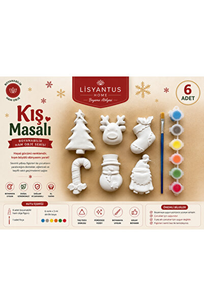 LİSYANTUS HOME Kış Masalı Serisi | 6 Parça Boyanabilir Ham Obje Boyama Seti (...