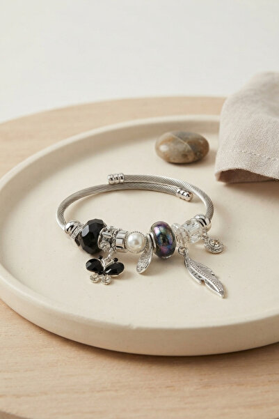 deluxe takı ve giyim Black Butterfly Charm Bracelet