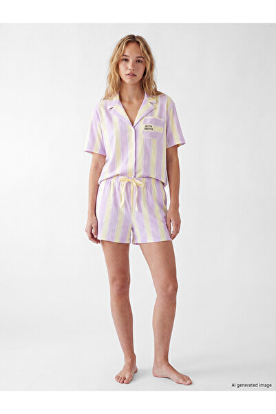 LC Waikiki Sparkling Choices from Shining Store Shirt Roba Collar Striped Wom...