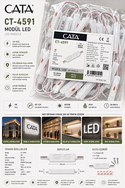 Cata CT-4591 MODÜL LED DIŞ MEKAN (BEYAZ) 100 ADET