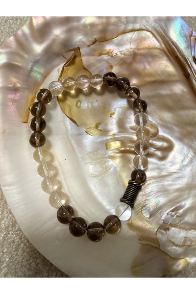 gemsartdeco Smokey Quartz & Crystal Quartz Natural Stone Bracelet