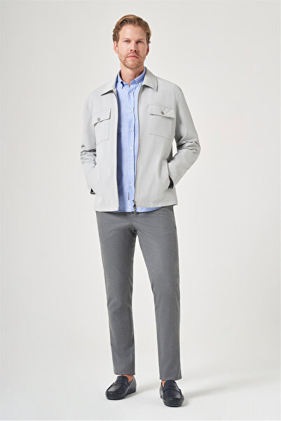 İmza Stone Berber Collar Gabardine Plain Slim Fit Casual Coat 1007260151