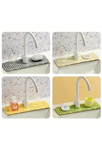 jetfast Mat Gri Renk 30 cm Mutfak Banyo Lavabo Kenarı Silikon Matı Silikon Mu...