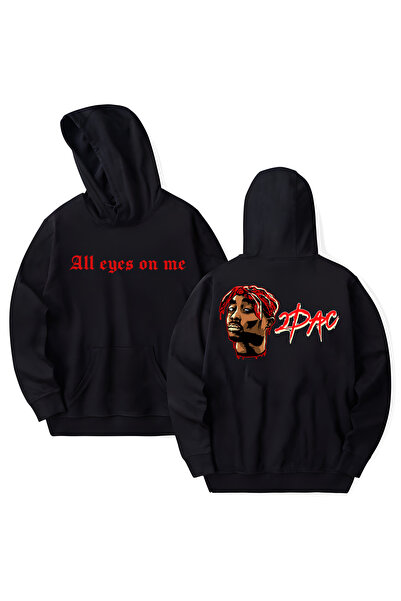 STİL-X Tupac Shakur Printed Cotton Long Sleeve Hooded Sweatshirt with 3 Yarns