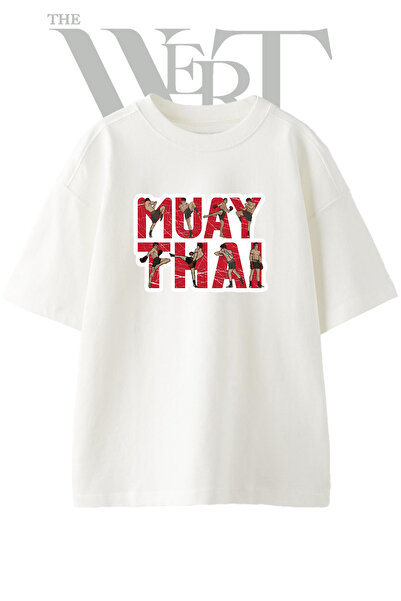 THEWERT Muay Thai_7 Design Printed Unisex White Oversize T-Shirt