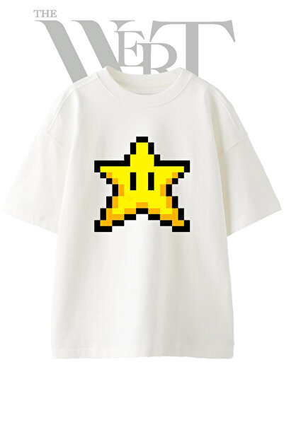 THEWERT Super Star Design T-shirt sa printom, unisex, bela, prevelika