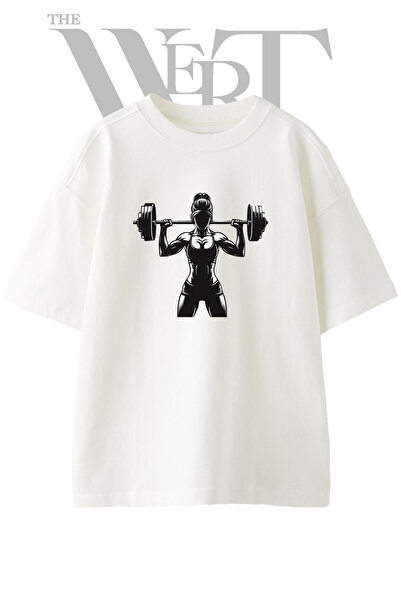THEWERT Vucutcu Women's Design Printed Unisex White Oversize T-Shirt