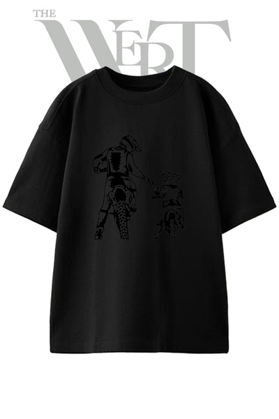 THEWERT Tricou oversize negru unisex cu imprimeu Motocross Baba Ogul Design