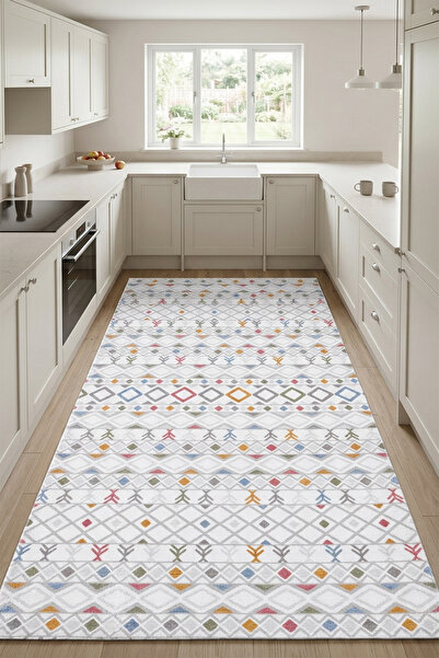 Raschel Carpet Premium Yıkanabilir Leke Tutmaz Modern Mutfak Halısı Multi Ren...