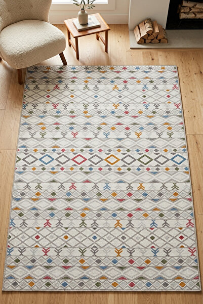 Raschel Carpet Renkli Kilim Modern Yıkanabilir Kaymaz Taban Yıkanabilir Halı ...