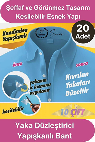 Svein #Yaka Yaka Düzleştirici Yapışkanlı Balin 20 Adet Şeffaf Gömlek Yaka Des...