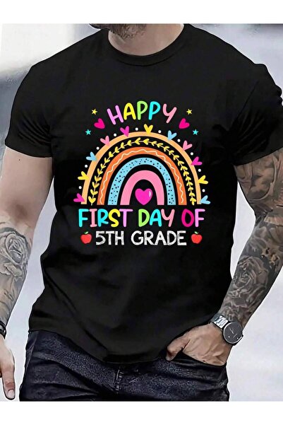 01THEONE 100% Cotton Rainbow Happy First Day Of 5th Grade Back To School T-Sh...