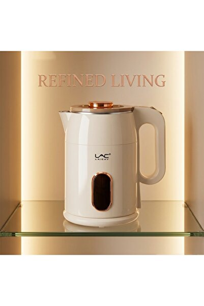 Generic Brand Cream White Rose Gold Electric Kettle, Elegant Visible Water Wi...