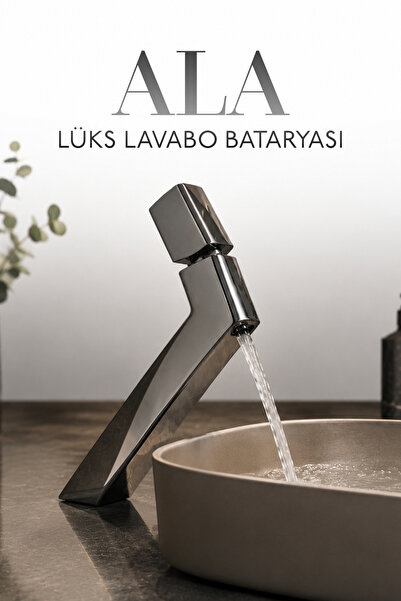 Badem10 ALA Parlak Füme Lüks Lavabo Bataryası | Modern Tasarım | 22 cm Pirinç...