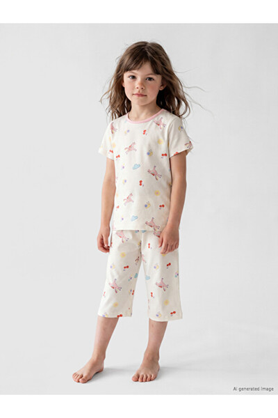 LC Waikiki Quality Pieces from Çelebi Store Baby Girl Capri Pajama Set
