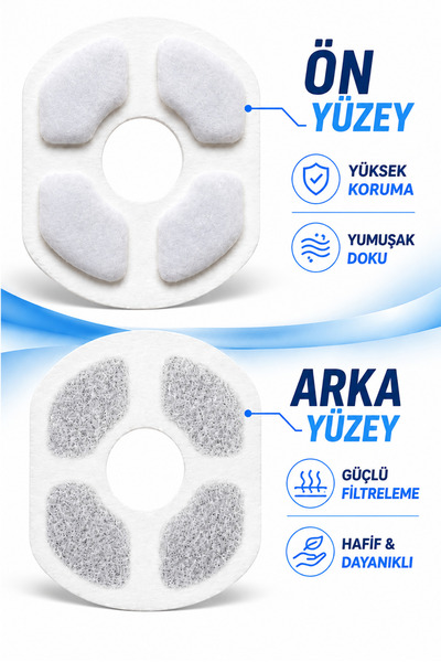 Arfseb Kedi Su Pınarı Yedek Filtresi 2 Adet 4 Aşamalı Aktif Karbonlu Filtre