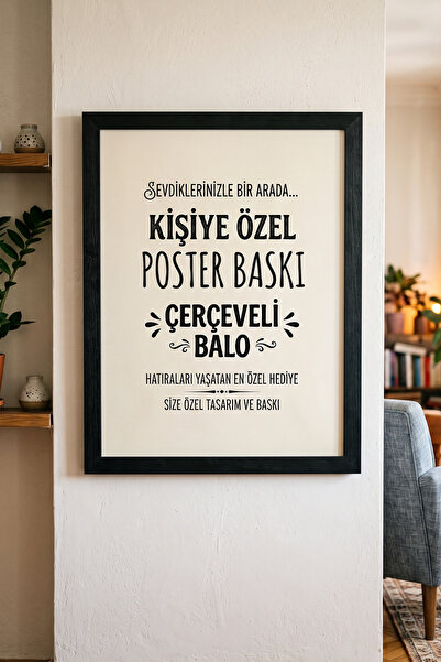 Charmbi Kişiye Özel Siyah Çerçeveli Modern Duvar Tablosu Özel Kaplama Poster ...