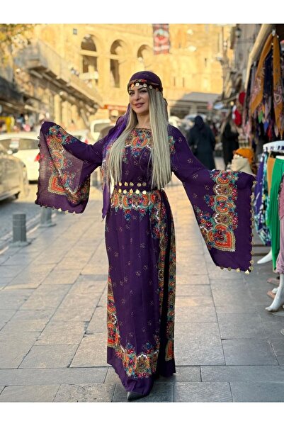 Yöresel Etnik Elbise Mardin %100 Doğal Pamuklu Renk-Mor Özel Üretim!!