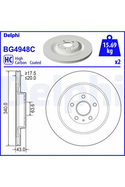 DELPHİ Set Discuri Frana Polestar Polestar 2 Volvo C40/XC90 2 2014-2024