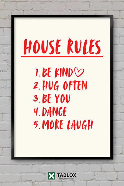 TABLOX Household Rules Minimal Design Aesthetic Wooden Framed Decorative Mdf ...